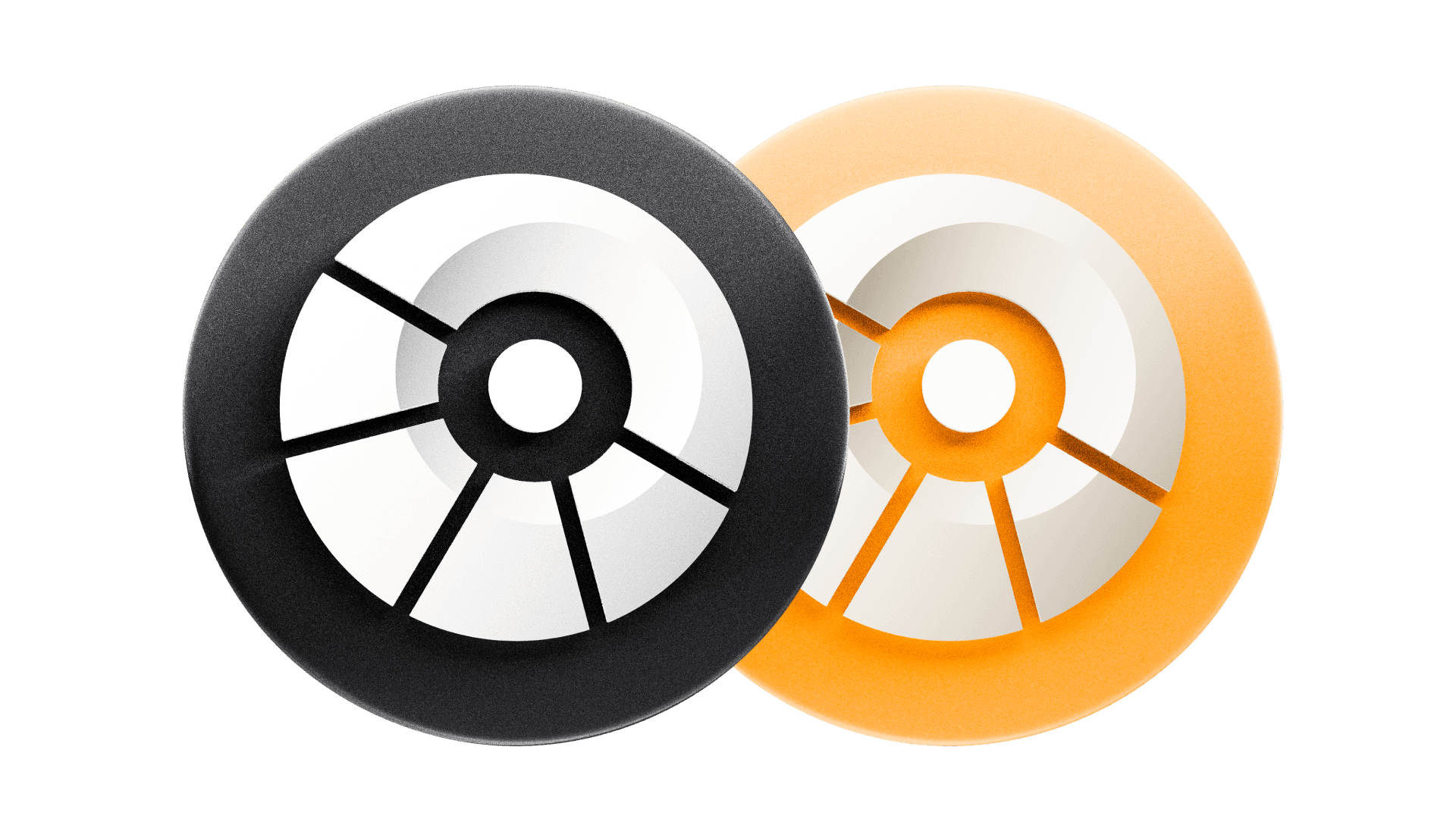 bGYND and GYND tokens side by side, front view